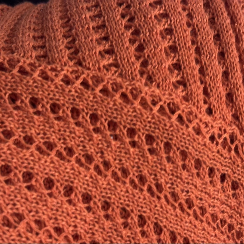 Cozy Boho Knit Scoop Neck Sweater in Orange - Picture 10 of 11